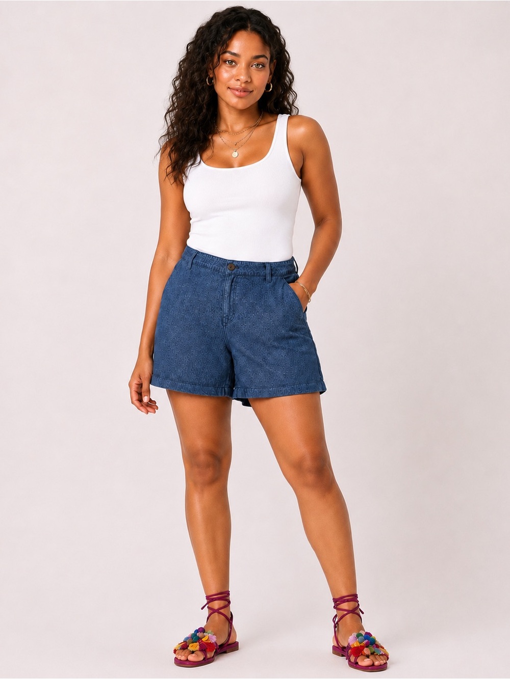 A New Day Chambray Shorts Women’s Size 18 Blue Lightweight Cotton 3” inseam